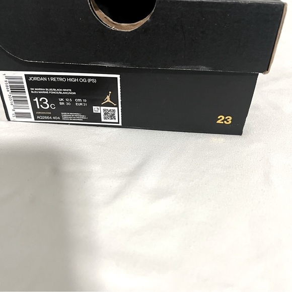 Air Jordan 1 Retro High OG (PS) 13c ‘Dark Marina Blue' Blk/Wht AQ2665-404 EUC - Picture 10 of 11